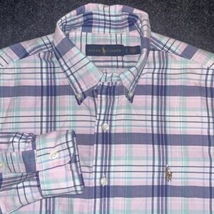 Ralph Lauren Classic Fit Shirt Mens S Pink/Blue Plaid Long Sleeve Button Down‎
